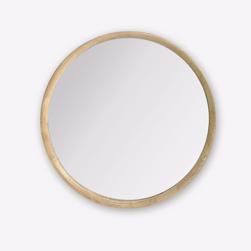 round wood mirror